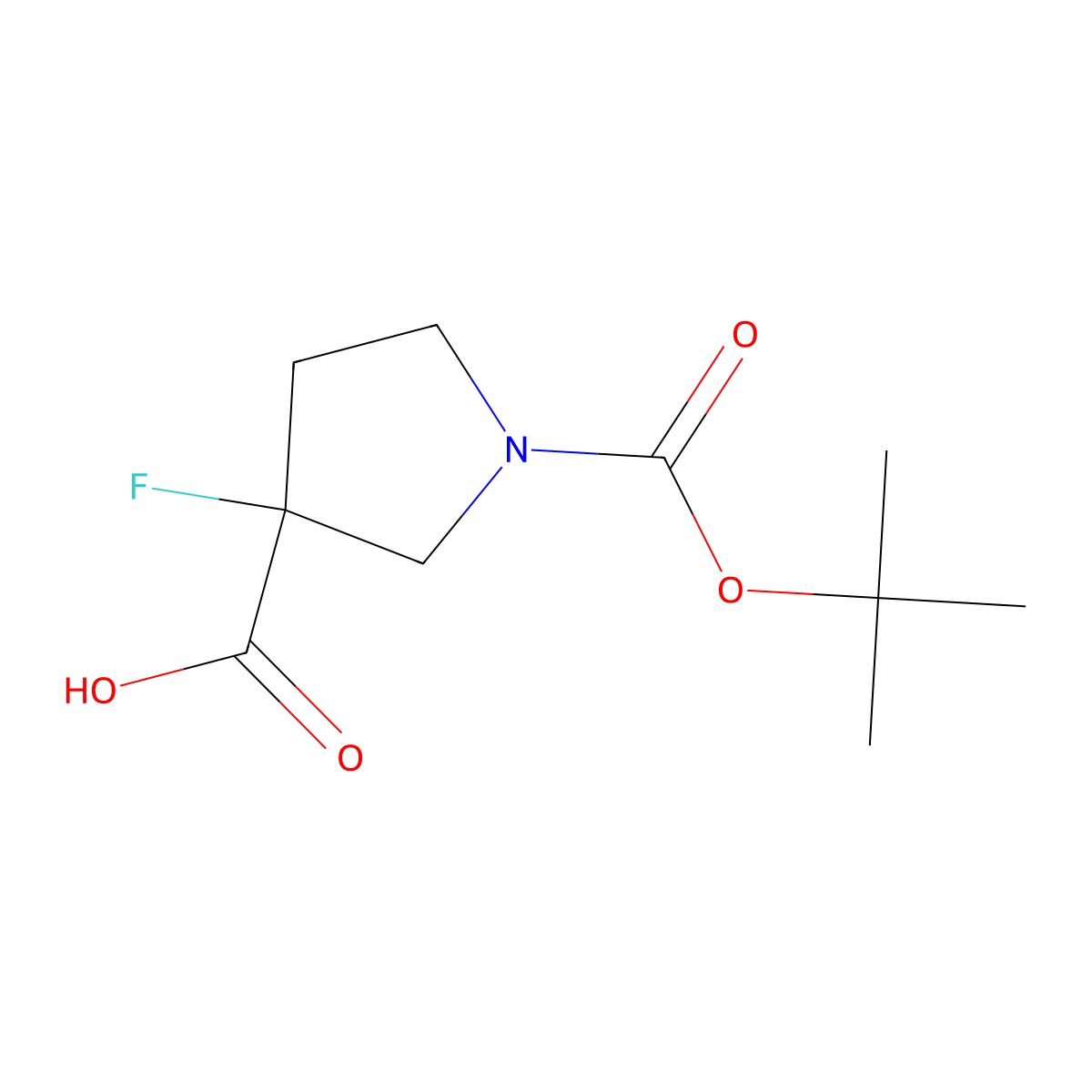 (3R)-1-[(tert-Butoxy)carbonyl]-3-fluoropyrrolidine-3-carboxylic acid molecular structure, CAS 1438852-72-2