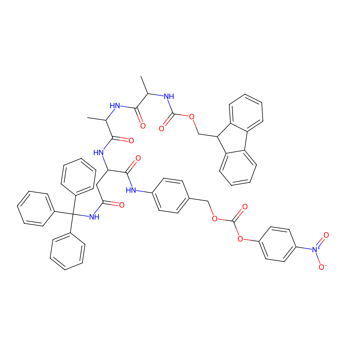 Fmoc-Ala-Ala-Asn(Trt)-PAB-PNP molecular structure, CAS 1438853-39-4
