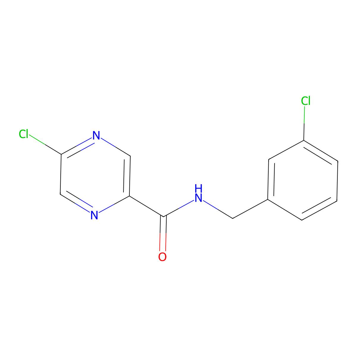 5-Chloro-N-(3-chlorobenzyl)pyrazine-2-carboxamide molecular structure, CAS 1438853-90-7