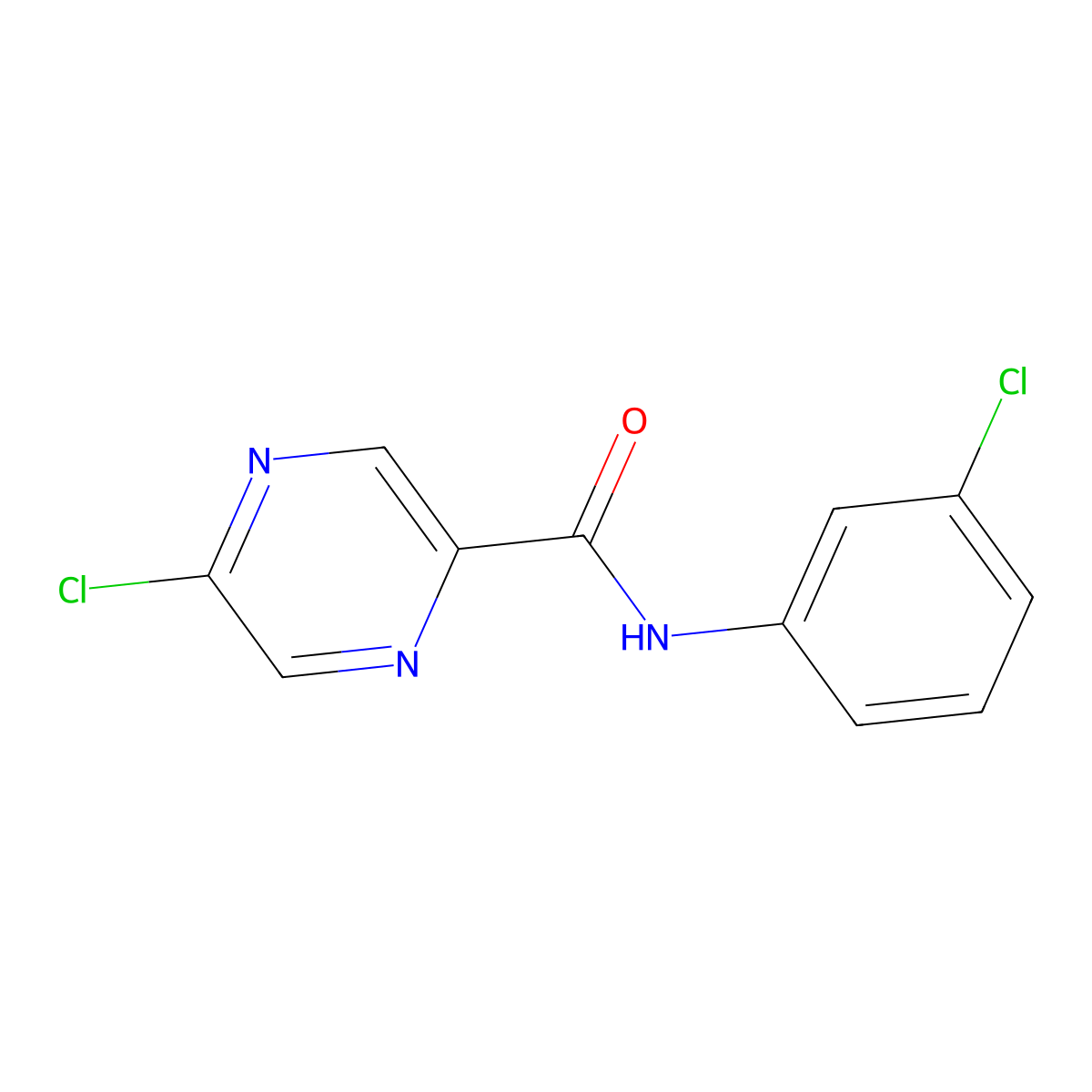 5-chloro-N-(3-chlorophenyl)pyrazine-2-carboxamide molecular structure, CAS 1438854-00-2