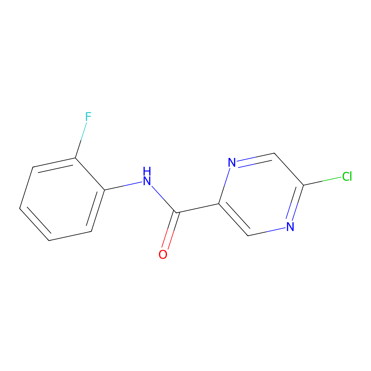5-chloro-N-(2-fluorophenyl)pyrazine-2-carboxamide molecular structure, CAS 1438854-02-4