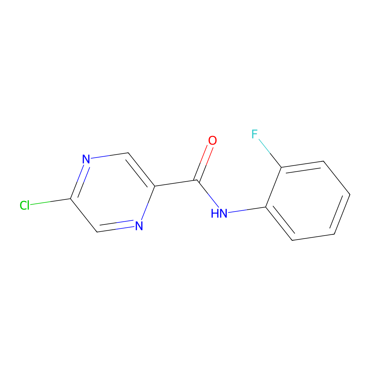 5-chloro-N-(2-fluorophenyl)pyrazine-2-carboxamide molecular structure, CAS 1438854-02-4