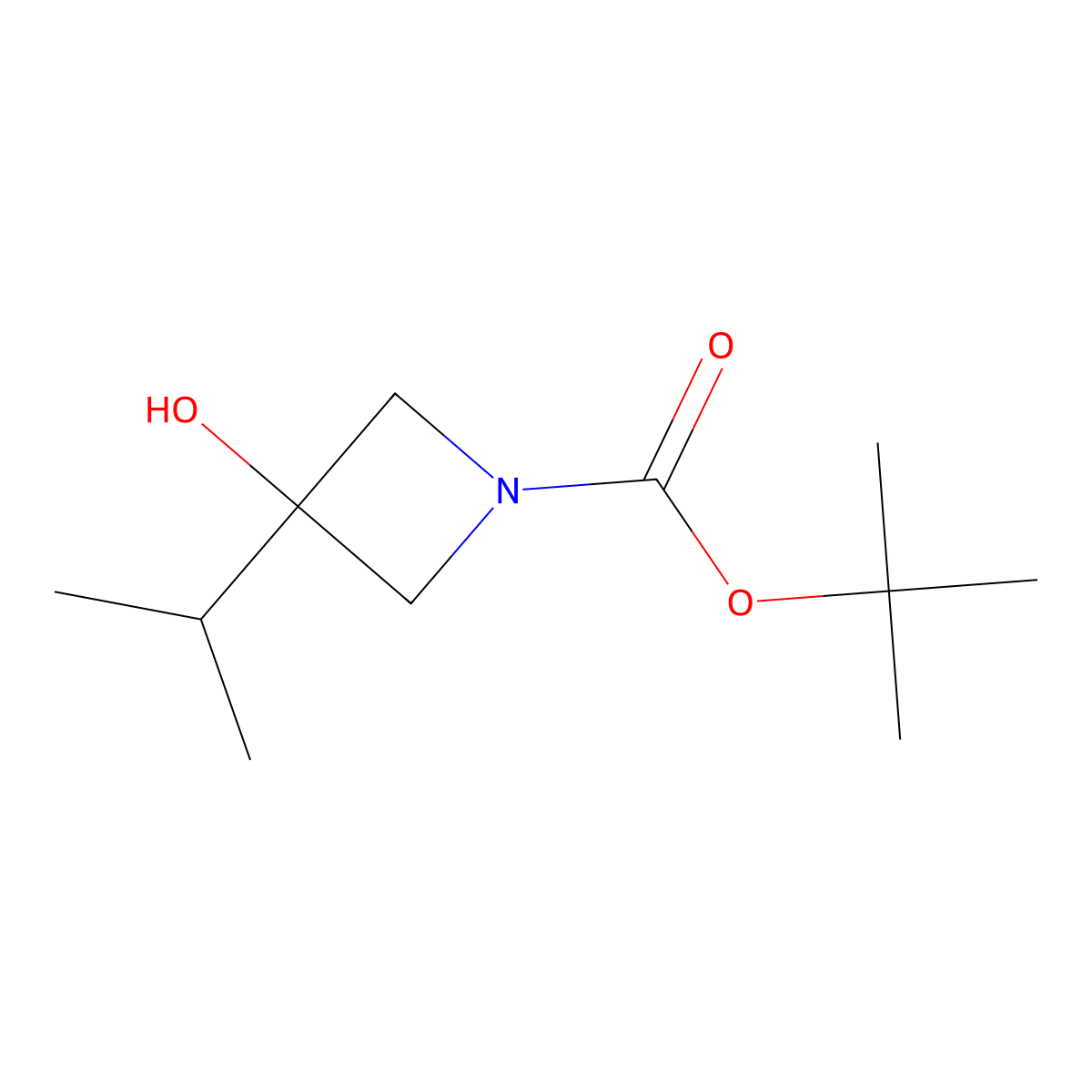 Tert-butyl 3-hydroxy-3-(propan-2-yl)azetidine-1-carboxylate molecular structure, CAS 1438858-74-2