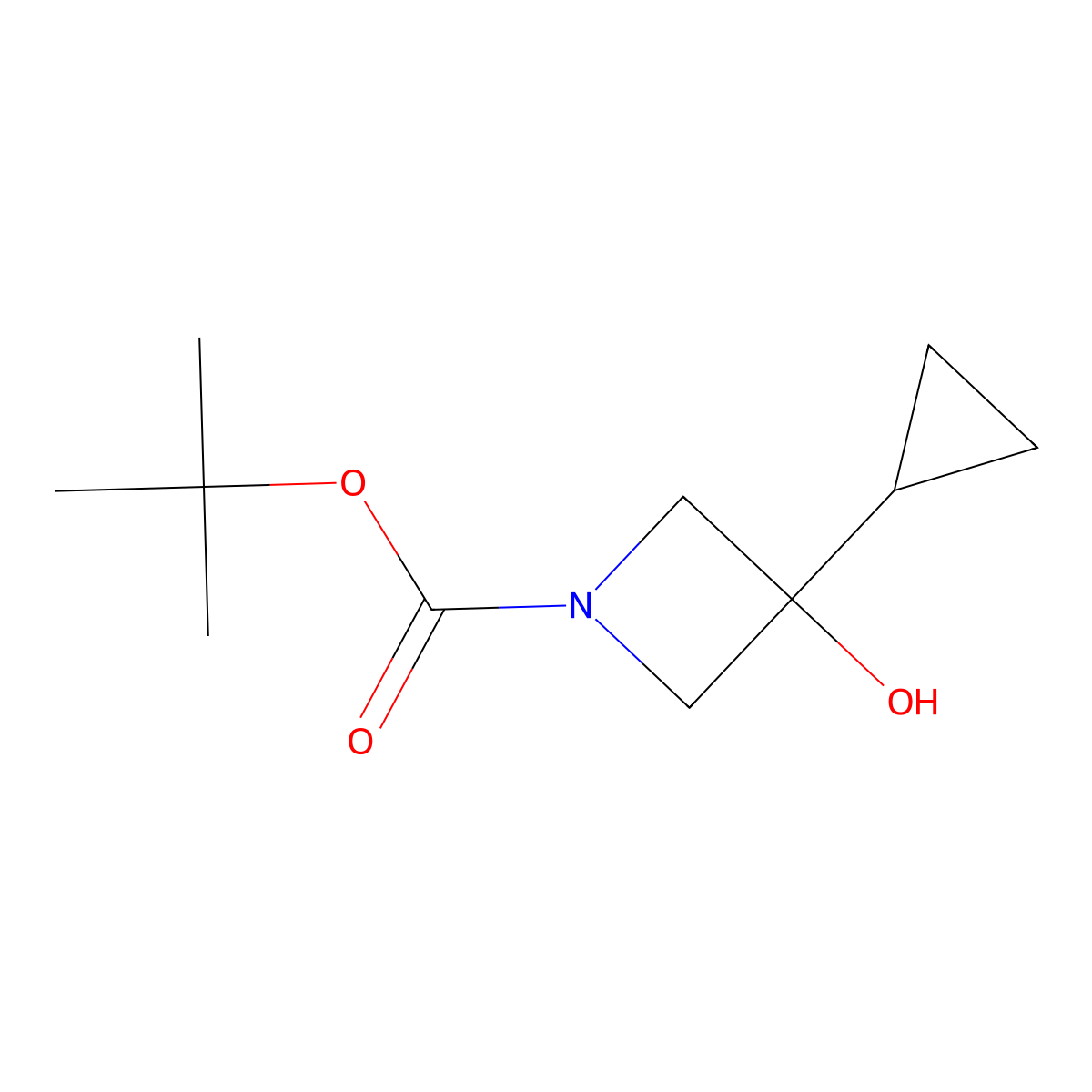 Tert-butyl 3-cyclopropyl-3-hydroxyazetidine-1-carboxylate molecular structure, CAS 1438858-75-3