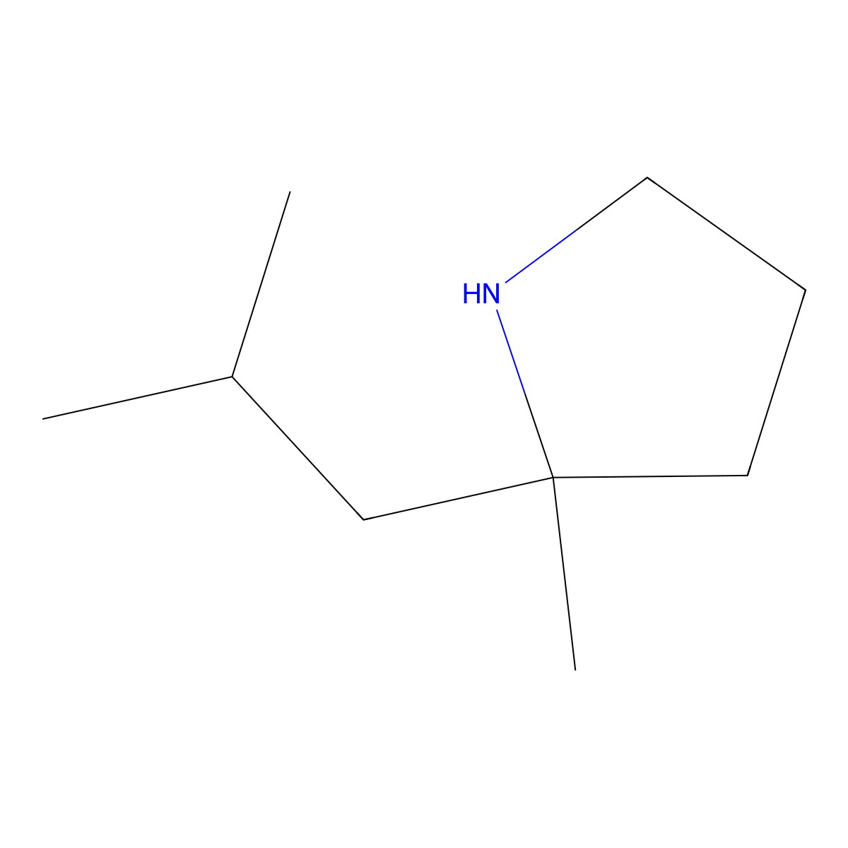 2-Methyl-2-(2-methylpropyl)pyrrolidine molecular structure, CAS 1438858-90-2