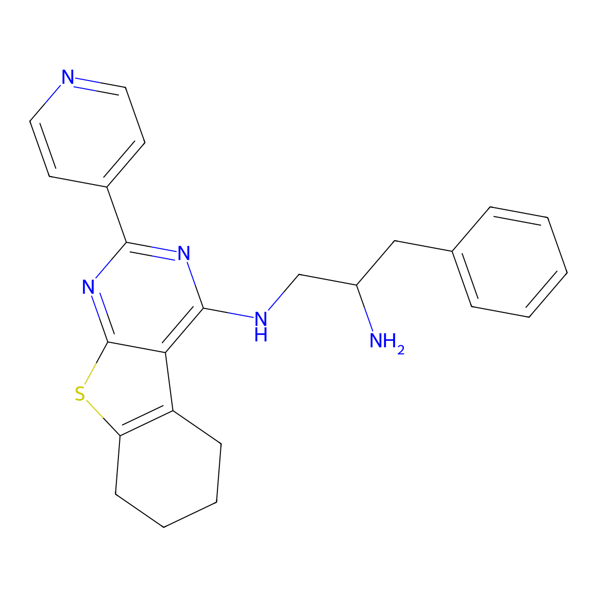 (2s)-3-Phenyl-N~1~-[2-(Pyridin-4-Yl)-5,6,7,8-Tetrahydro[1]benzothieno[2,3-D]pyrimidin-4-Yl]propane-1,2-Diamine molecular structure, CAS 1438881-19-6
