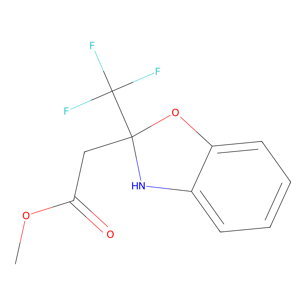 Methyl 2-[2-(trifluoromethyl)-2,3-dihydro-1,3-benzoxazol-2-yl]acetate molecular structure, CAS 1438896-35-5