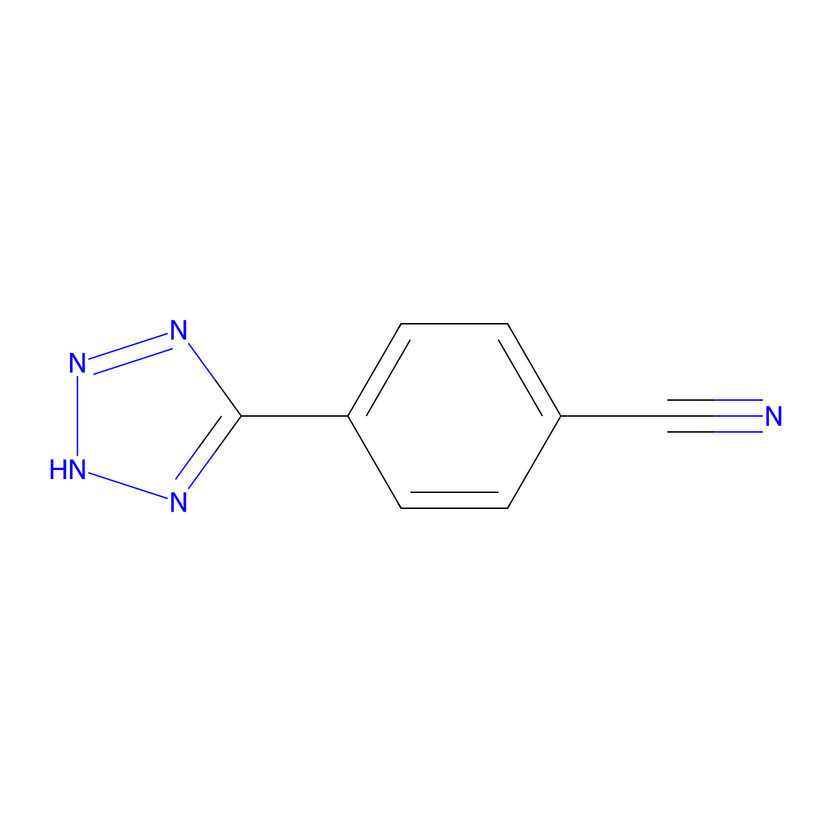 4-(2H-Tetrazol-5-yl)benzonitrile molecular structure, CAS 14389-10-7