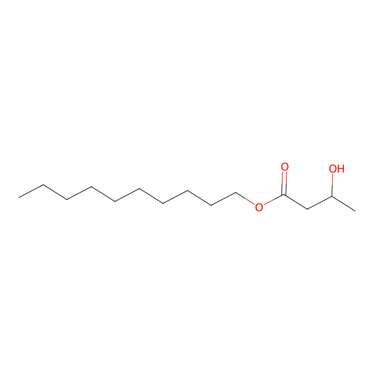 Decyl 3-hydroxybutanoate molecular structure, CAS 143894-92-2