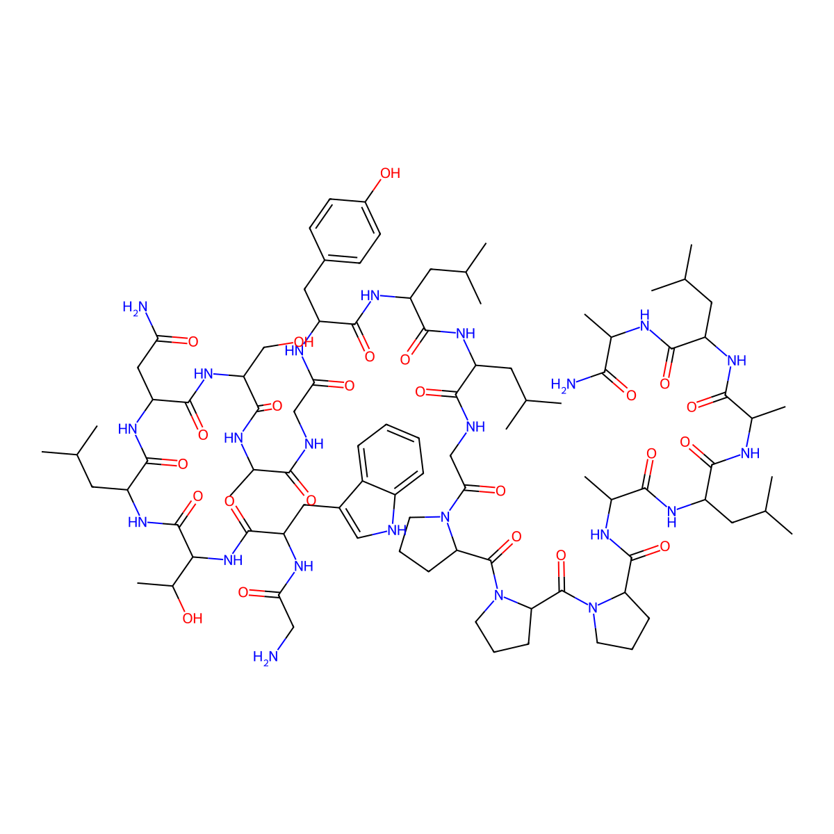 Gwtlnsagyllgpppalala-conh2 molecular structure, CAS 143896-17-7