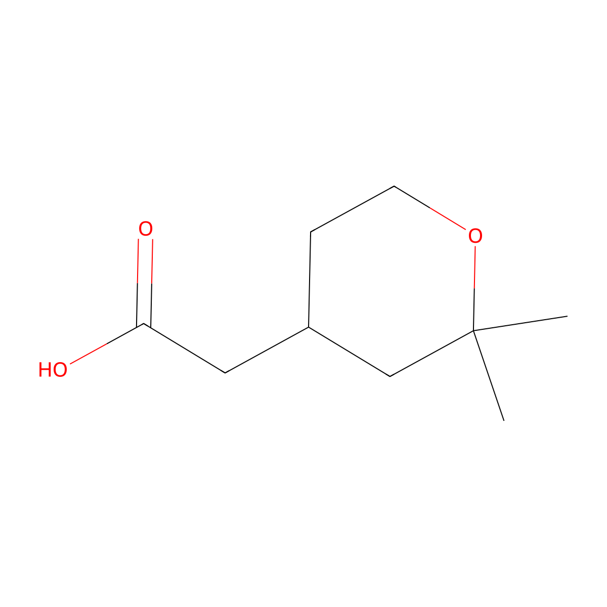 2-(2,2-Dimethyloxan-4-yl)acetic acid molecular structure, CAS 14390-07-9