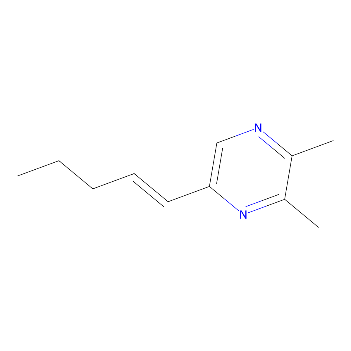 (E)-2,3-Dimethyl-5-(pent-1-en-1-yl)pyrazine molecular structure, CAS 143901-63-7