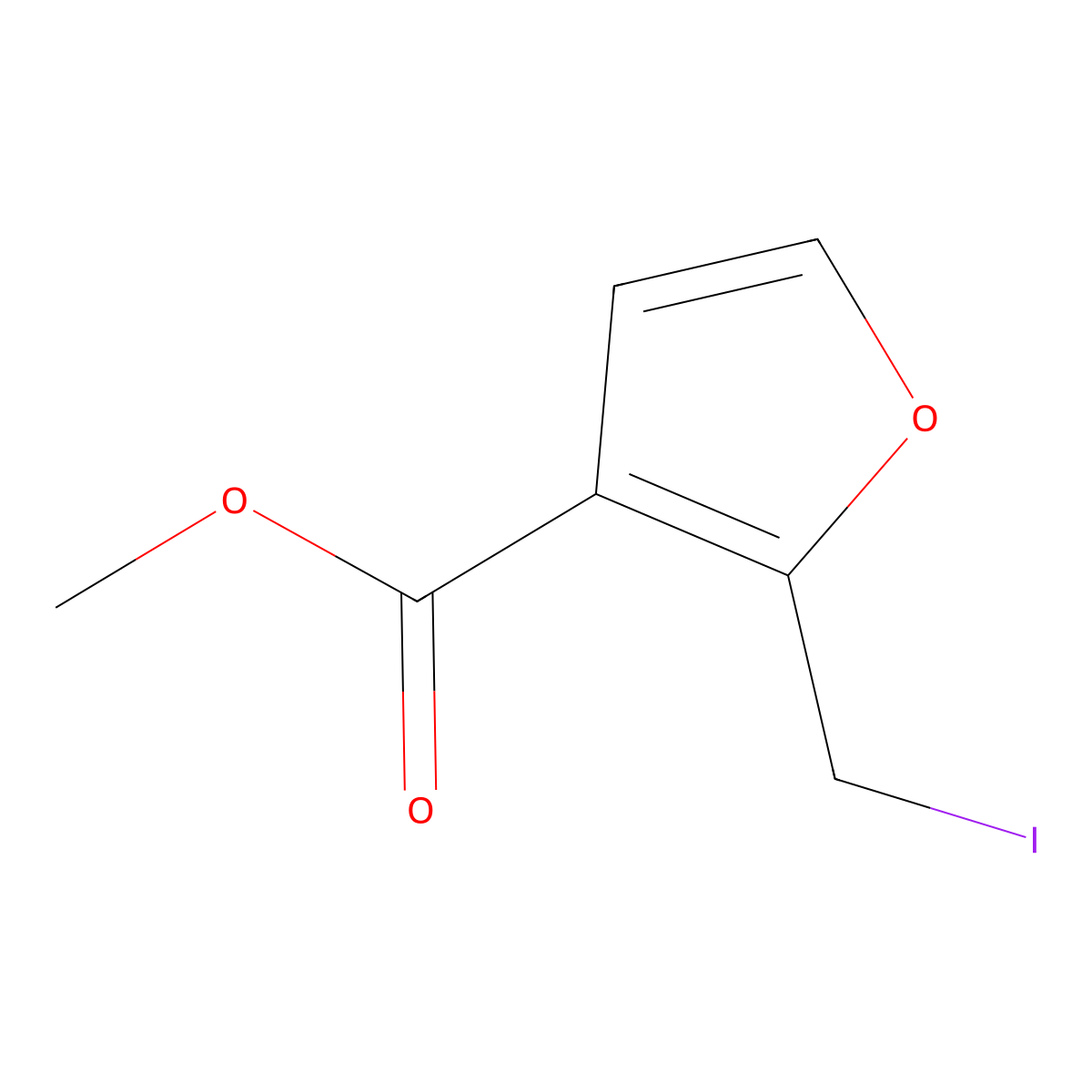 Methyl 2-(iodomethyl)furan-3-carboxylate molecular structure, CAS 143903-05-3