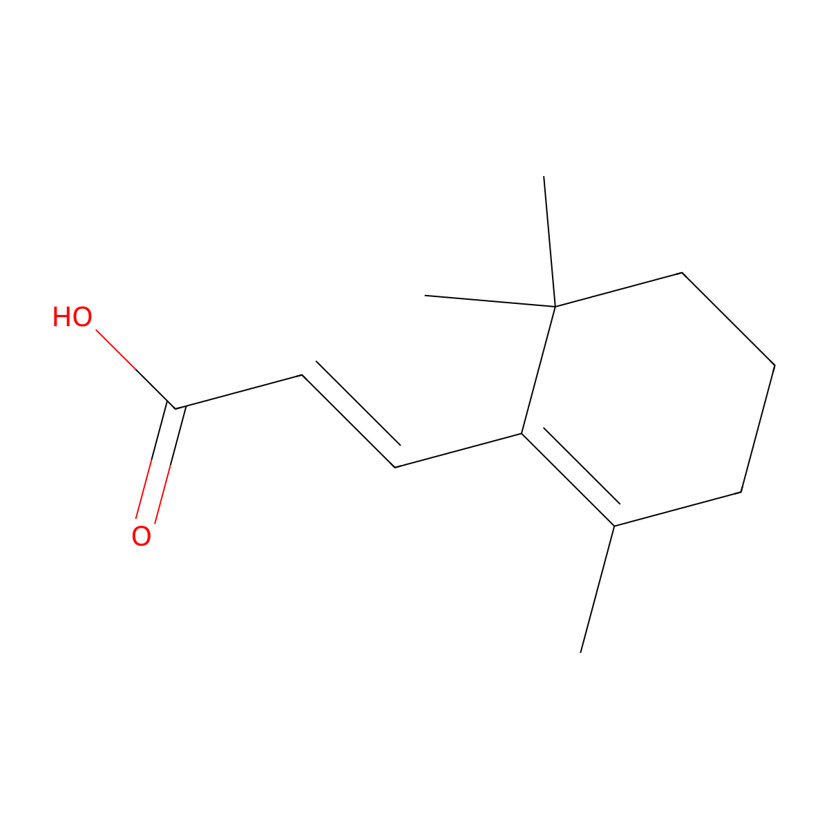 (2E)-3-(2,6,6-trimethylcyclohex-1-en-1-yl)prop-2-enoic acid molecular structure, CAS 14393-45-4