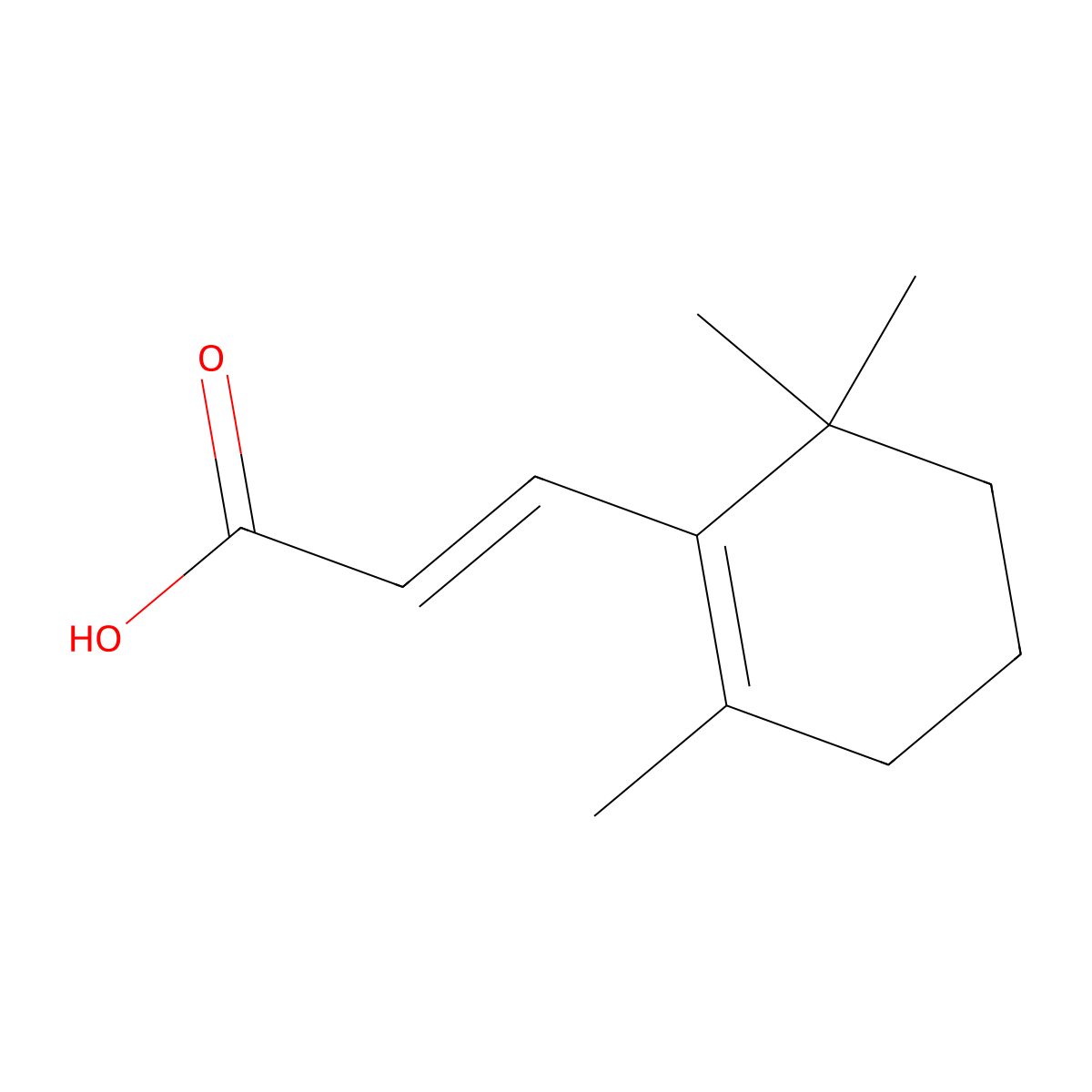 (2E)-3-(2,6,6-trimethylcyclohex-1-en-1-yl)prop-2-enoic acid molecular structure, CAS 14393-45-4