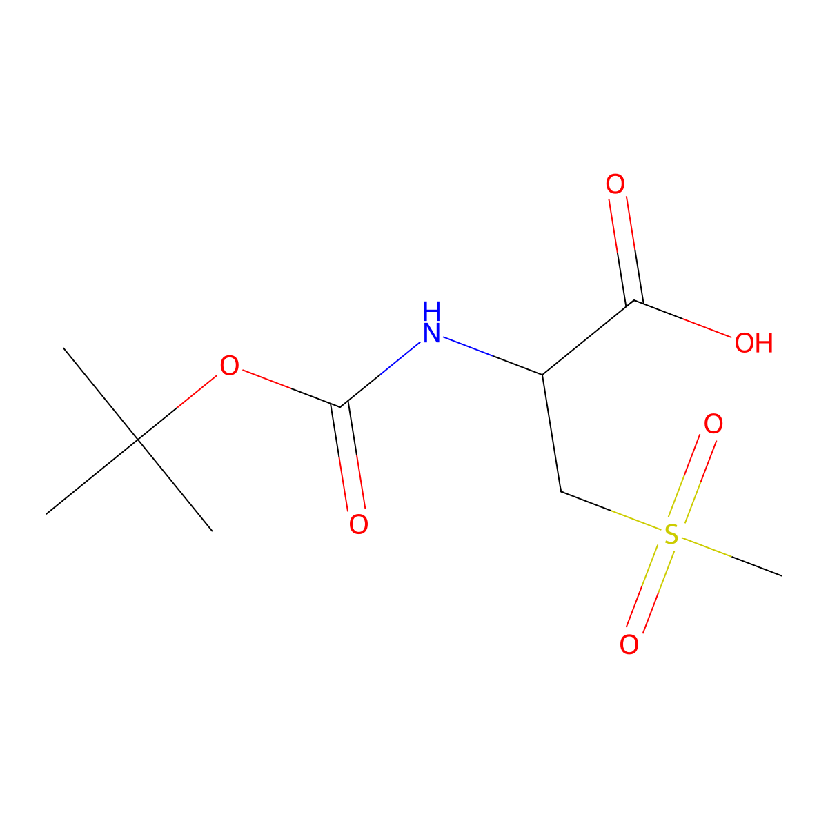 (2R)-2-(((tert-butoxy)carbonyl)amino)-3-methanesulfonylpropanoic acid molecular structure, CAS 143935-63-1