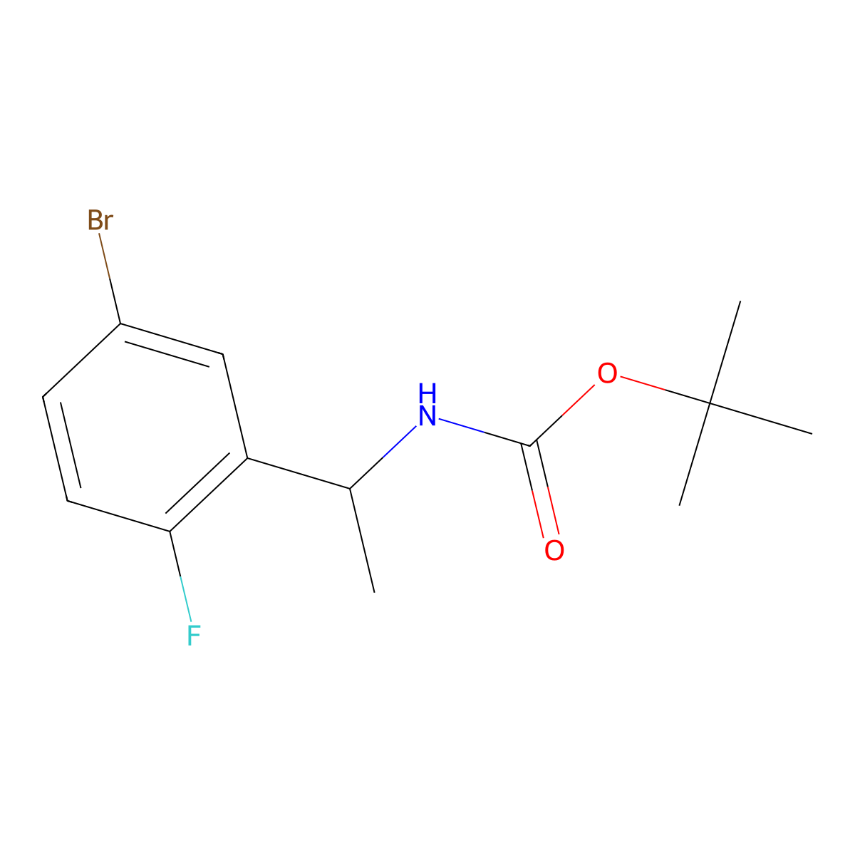 tert-butyl N-[1-(5-bromo-2-fluorophenyl)ethyl]carbamate molecular structure, CAS 1439400-40-4
