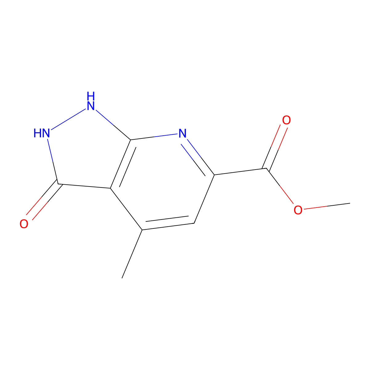 methyl 4-methyl-3-oxo-2,3-dihydro-1H-pyrazolo[3,4-b]pyridine-6-carboxylate molecular structure, CAS 1439441-57-2