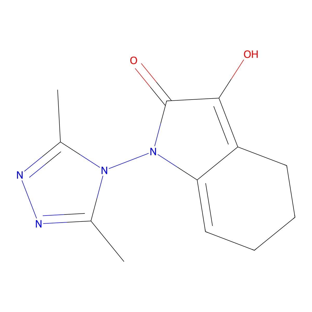 1-(3,5-Dimethyl-4H-1,2,4-triazol-4-yl)-3-hydroxy-5,6-dihydro-1H-indol-2(4H)-one molecular structure, CAS 1439441-58-3