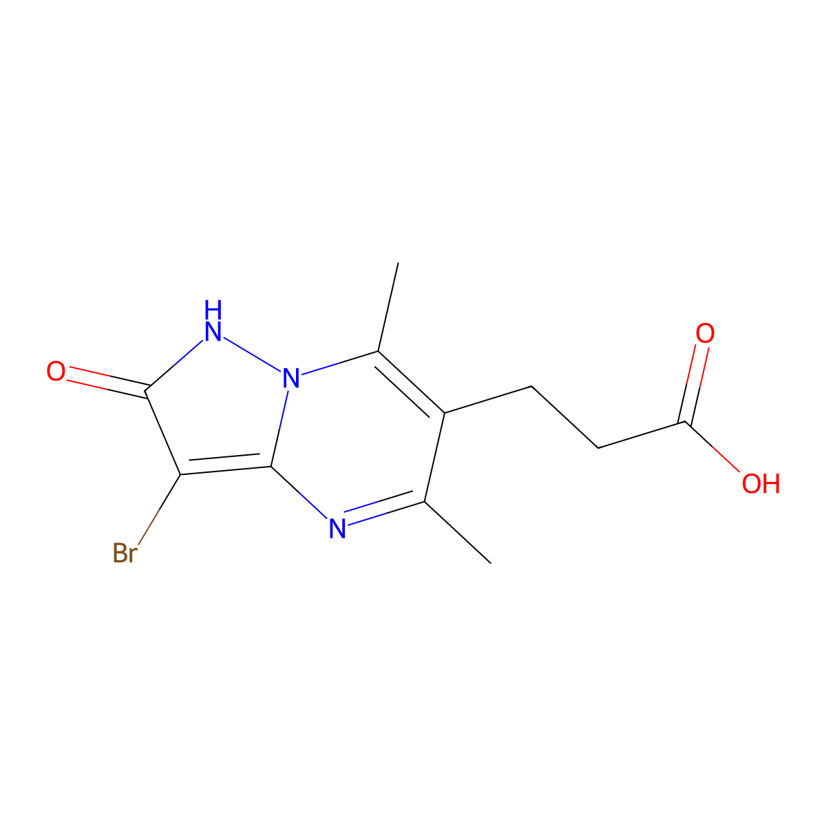 3-(3-Bromo-5,7-dimethyl-2-oxo-1,2-dihydropyrazolo[1,5-a]pyrimidin-6-yl)propanoic acid molecular structure, CAS 1439441-60-7