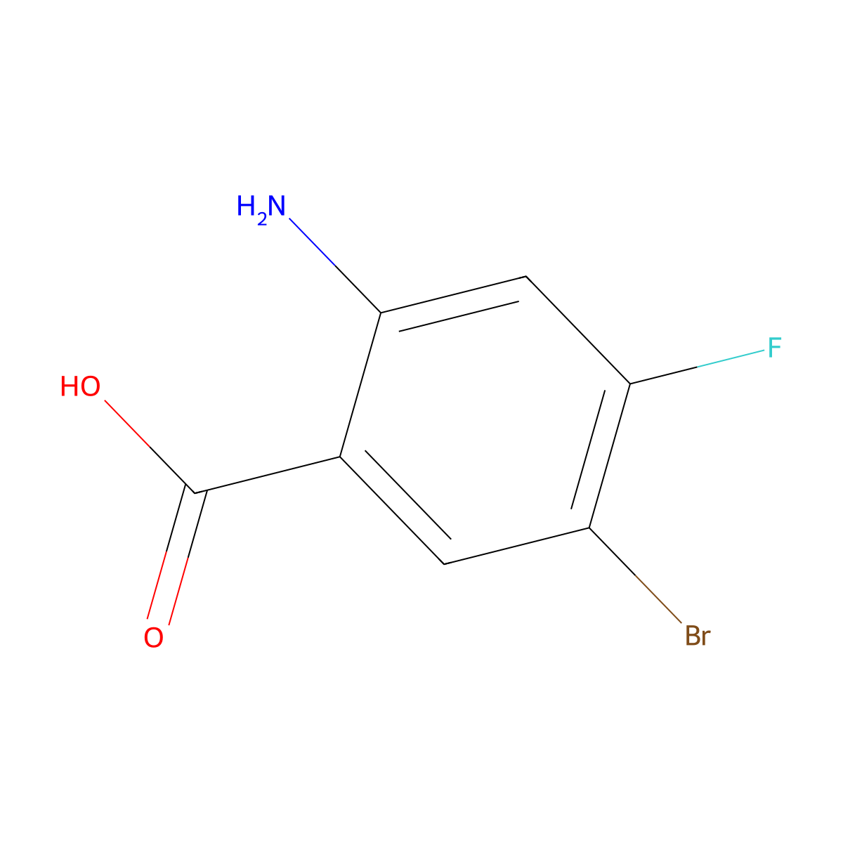 2-Amino-5-bromo-4-fluoro-benzoic acid molecular structure, CAS 143945-65-7