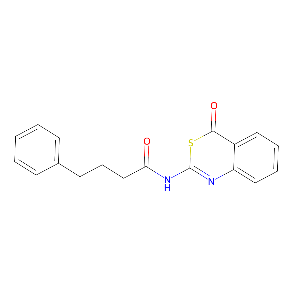 N-(4-oxo-3,1-benzothiazin-2-yl)-4-phenylbutanamide molecular structure, CAS 1439488-21-7