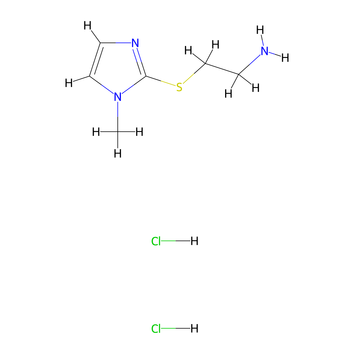 2-(1-Methyl-1h-imidazol-2-ylsulfanyl)-ethylamine dihydrochloride molecular structure, CAS 14395-84-7