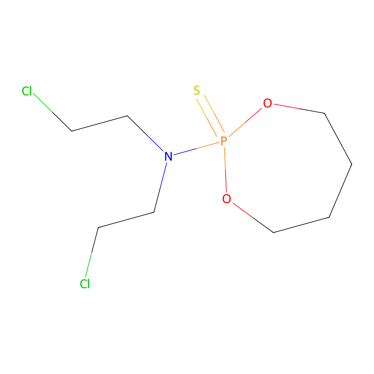 1,3,2-Dioxaphosphepane, tetrahydro-2-(bis(2-chloroethyl)amino)-, 2-sulfide molecular structure, CAS 14395-92-7