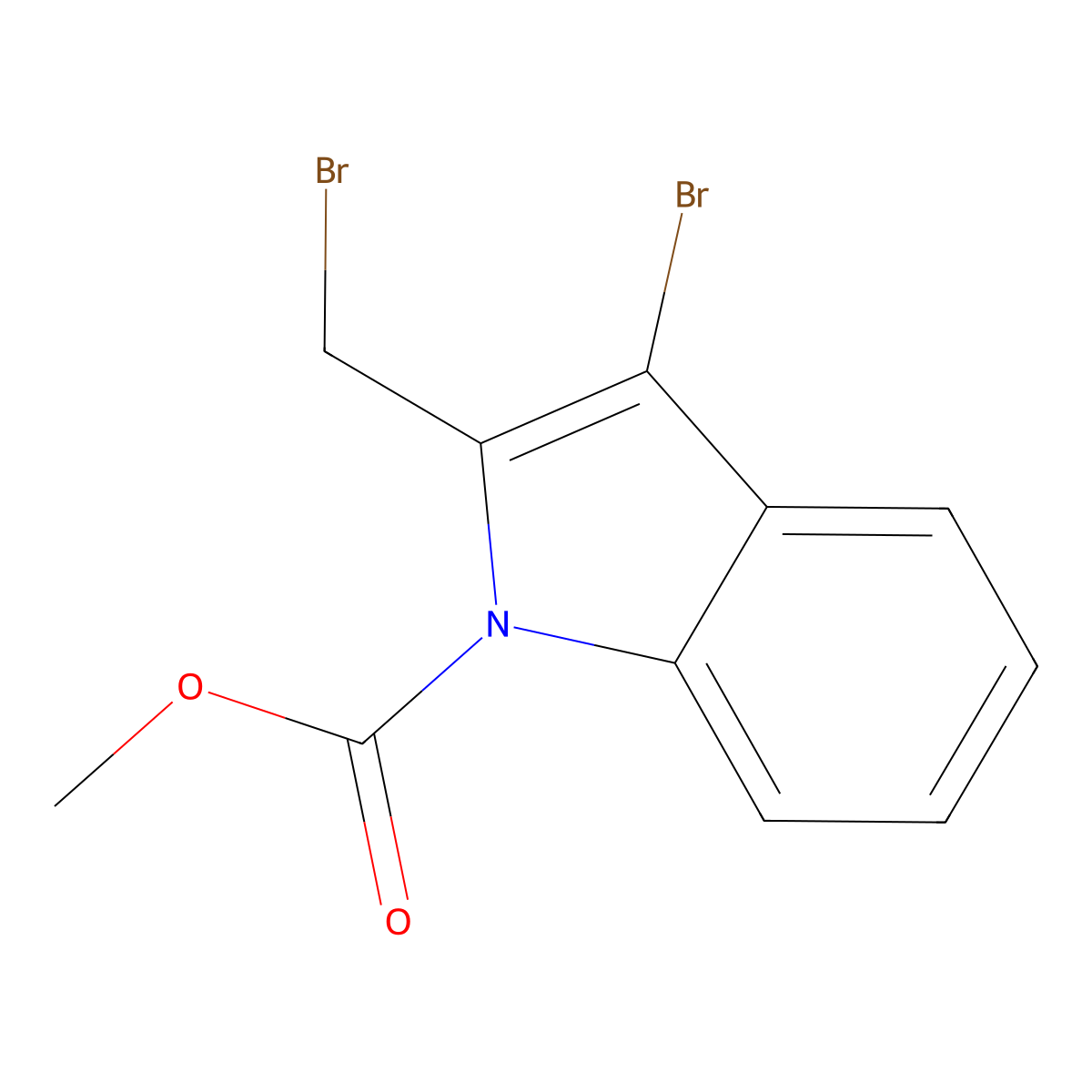 1H-Indole-1-carboxylic acid, 3-bromo-2-(bromomethyl)-, methyl ester molecular structure, CAS 143952-56-1
