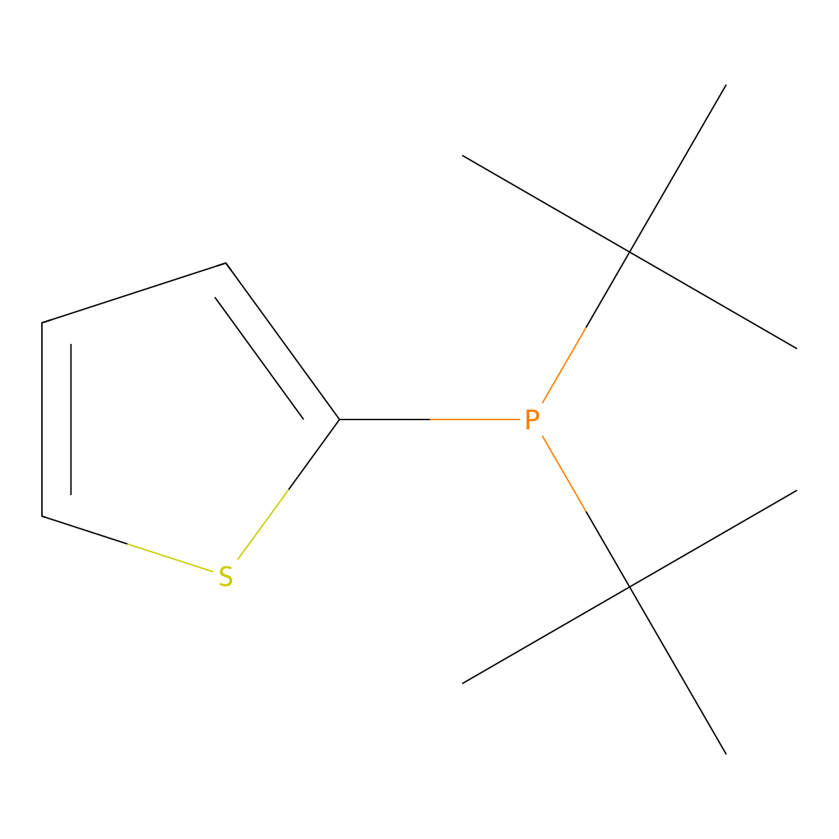 Bis(1,1-dimethylethyl)-2-thienylphosphine molecular structure, CAS 1439552-38-1