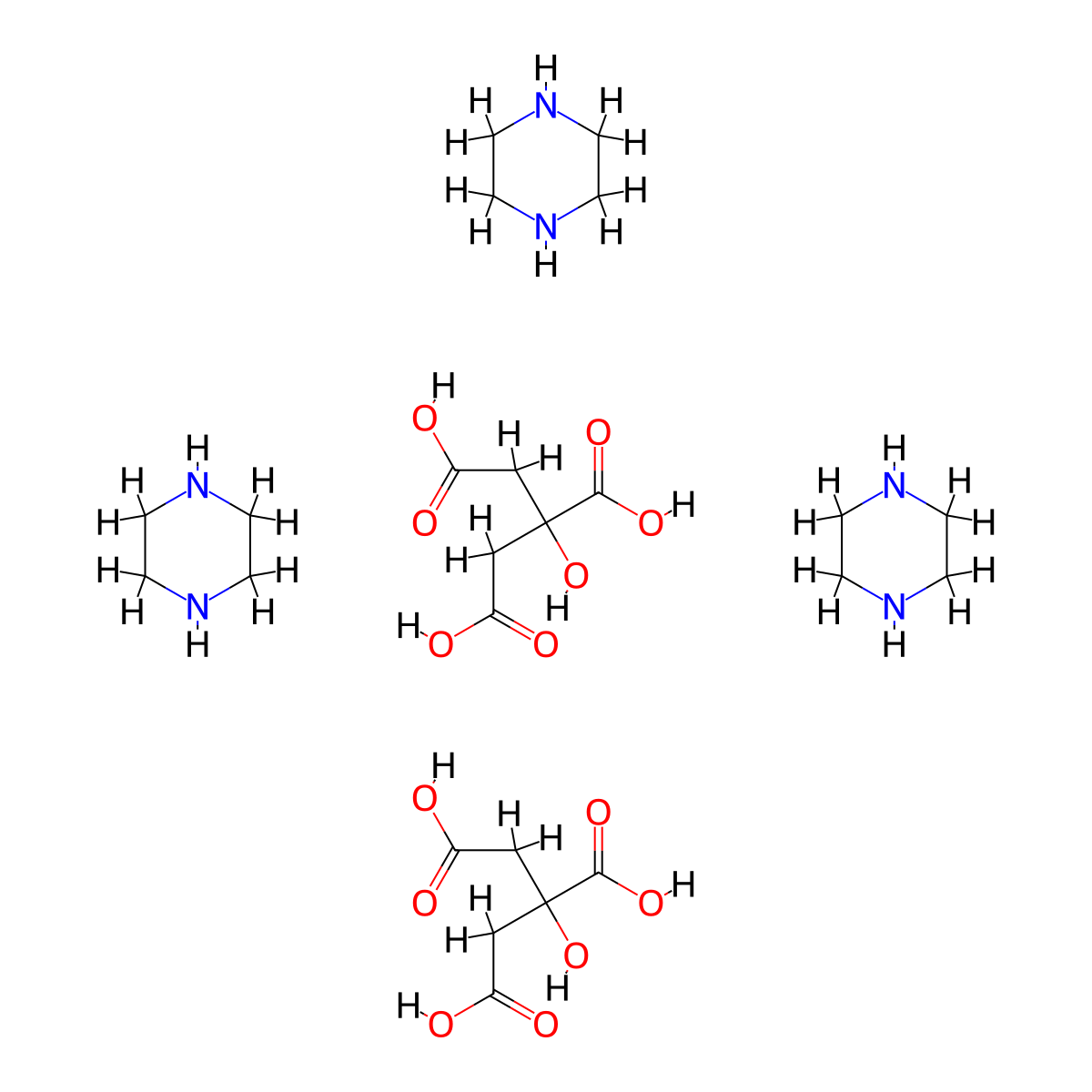 Piperazine Citrate molecular structure, CAS 14396-16-8