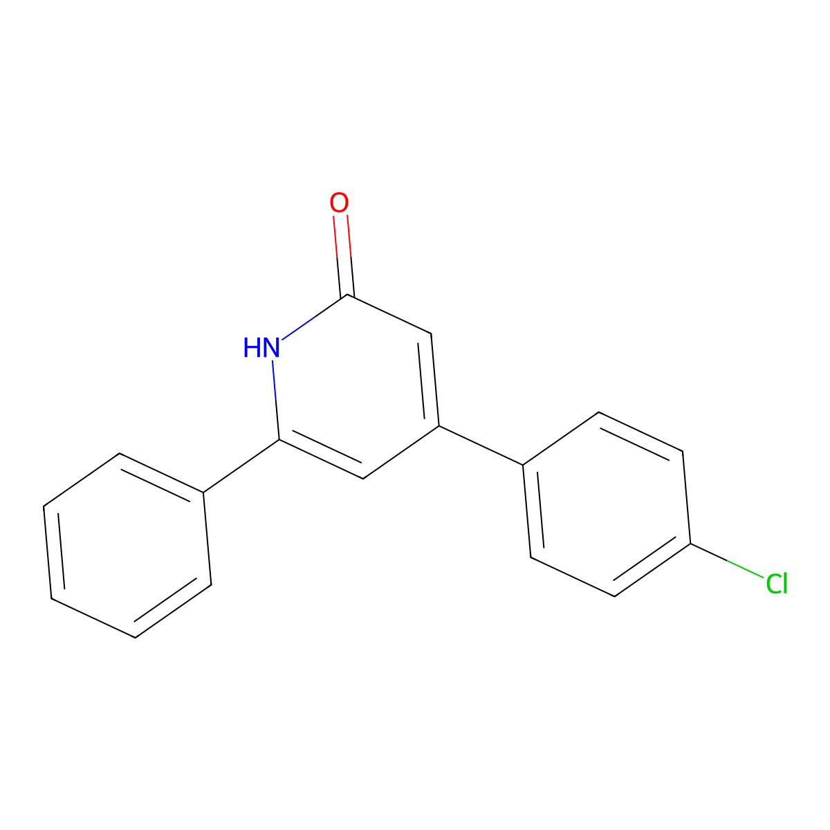 2(1H)-Pyridinone, 4-(4-chlorophenyl)-6-phenyl- molecular structure, CAS 143968-99-4