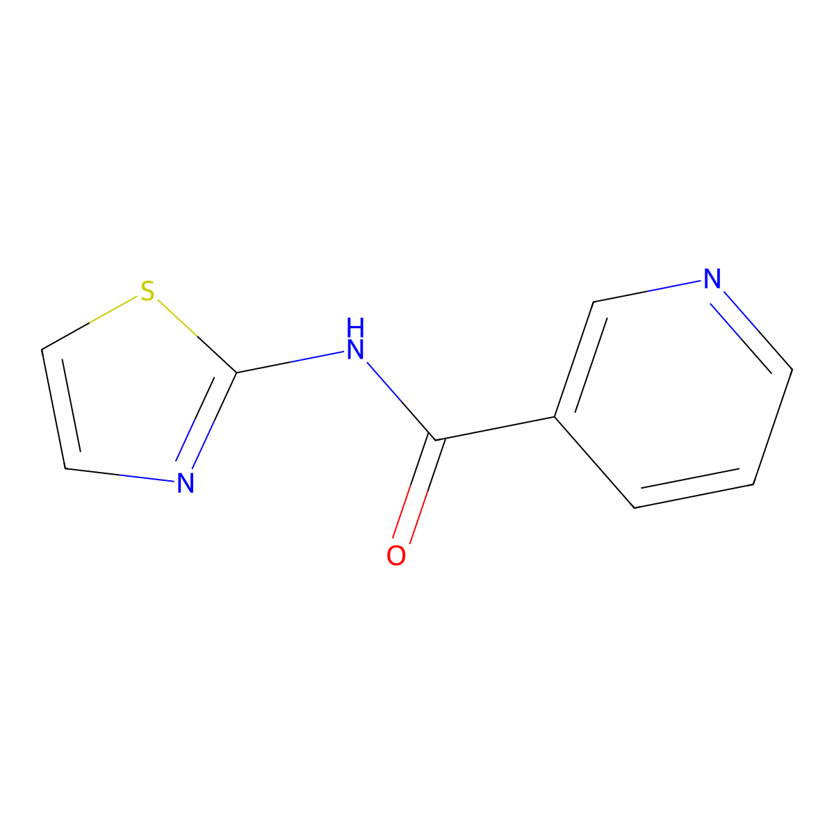 N-(1,3-thiazol-2-yl)pyridine-3-carboxamide molecular structure, CAS 14397-12-7