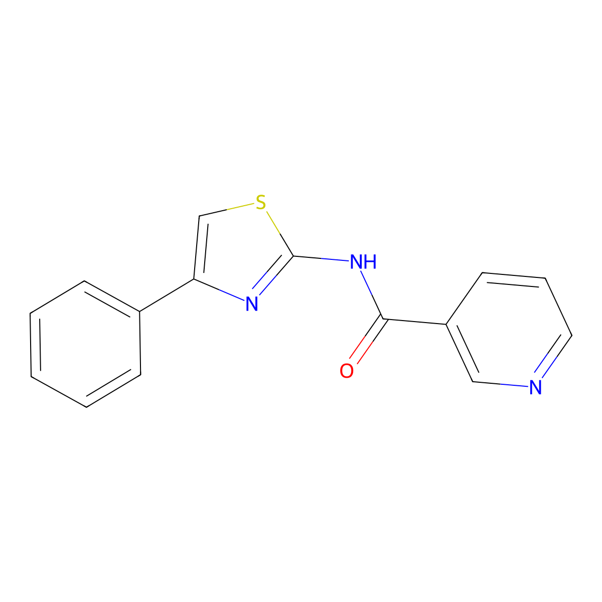 3-Pyridinecarboxamide, N-(4-phenyl-2-thiazolyl)- molecular structure, CAS 14397-15-0