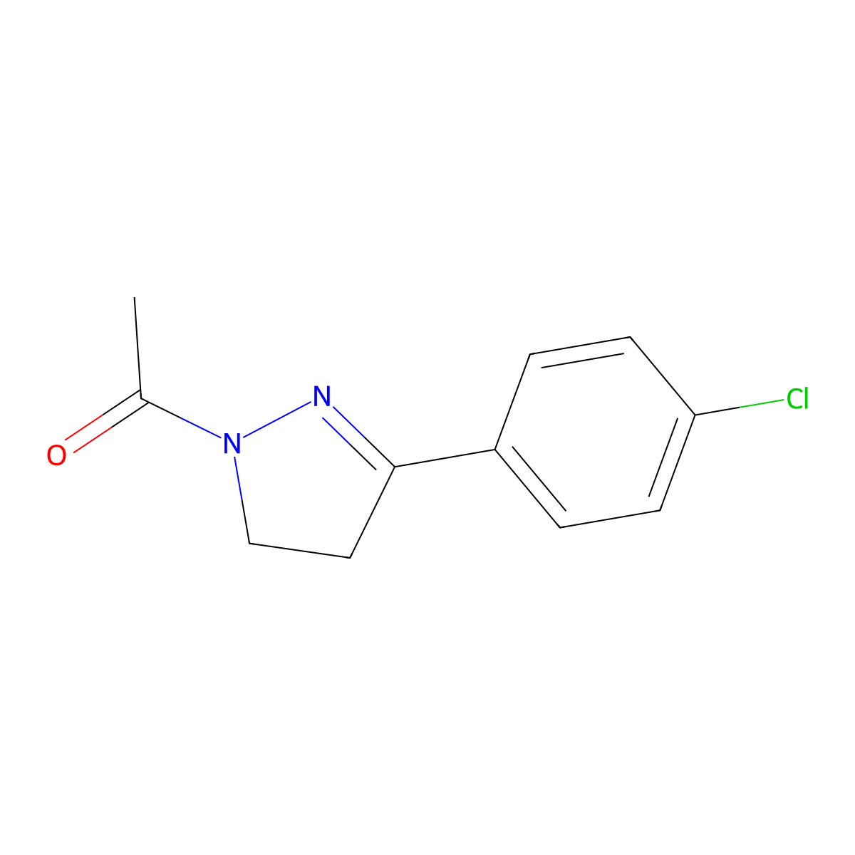 1-acetyl-3-(4-chlorophenyl)-4,5-dihydro-1H-pyrazole molecular structure, CAS 14397-32-1