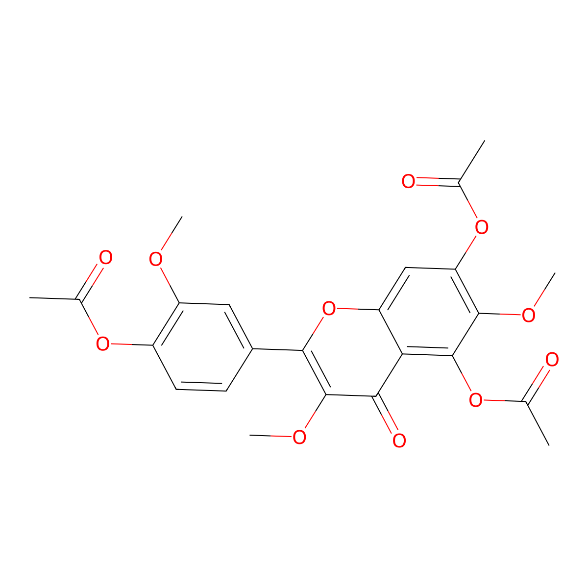 Jaceidin triacetate molecular structure, CAS 14397-69-4