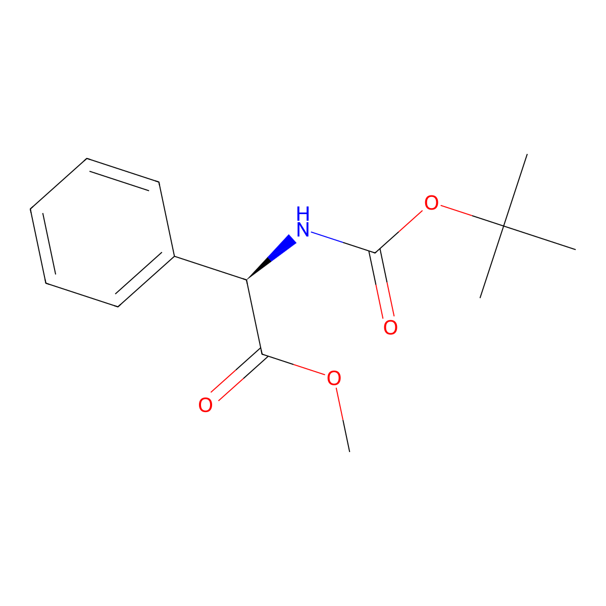 (R)-tert-Butoxycarbonylaminop henylacetic acid methyl ester molecular structure, CAS 143978-88-5