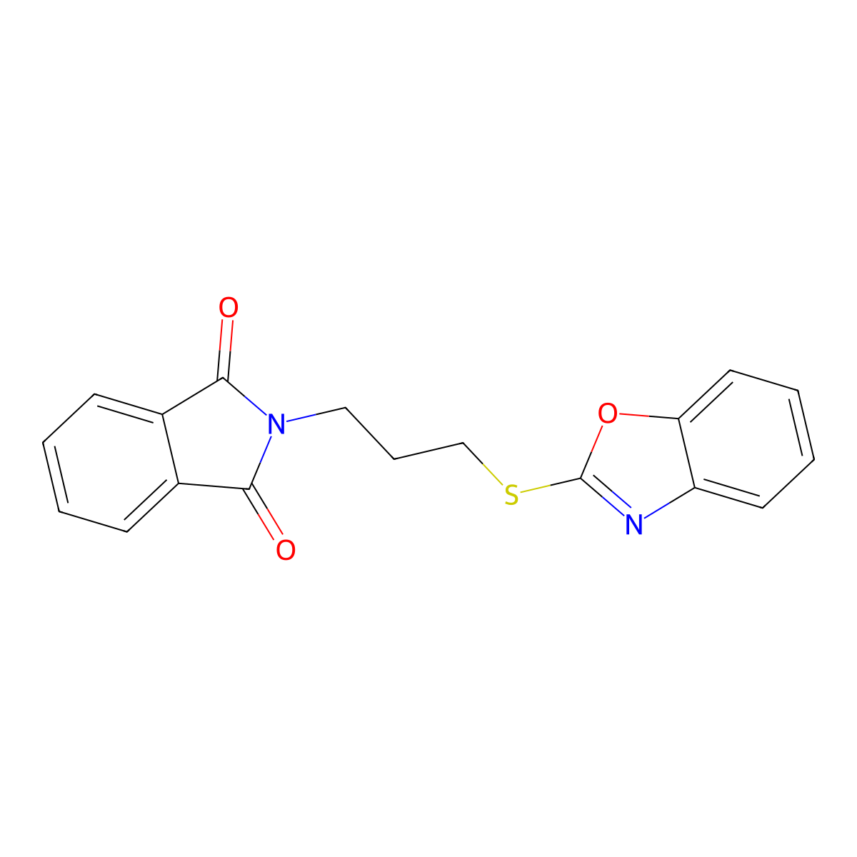 2-[3-(1,3-Benzoxazol-2-ylsulfanyl)propyl]isoindole-1,3-dione molecular structure, CAS 143979-57-1