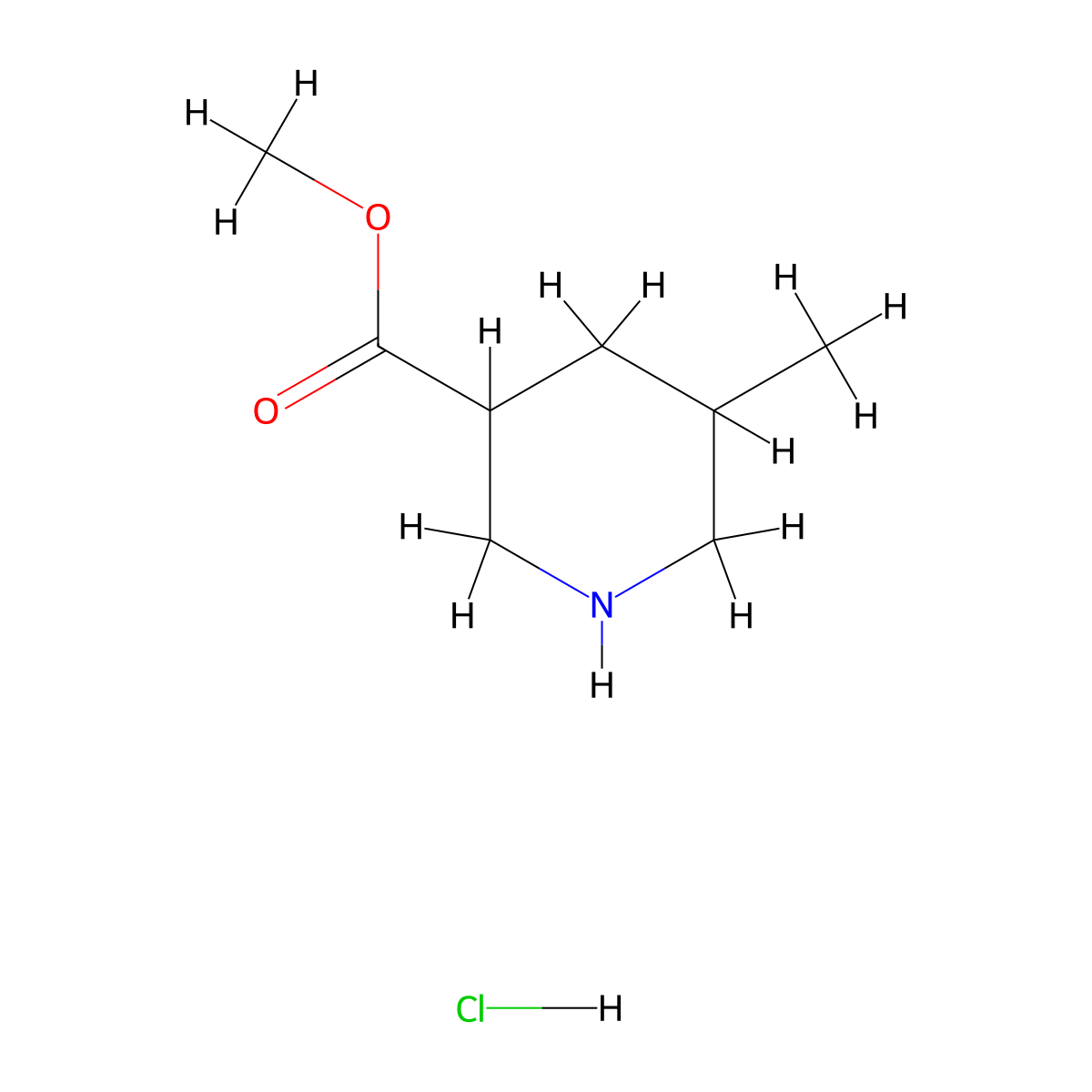 Methyl 5-methylpiperidine-3-carboxylate hydrochloride molecular structure, CAS 1439815-15-2