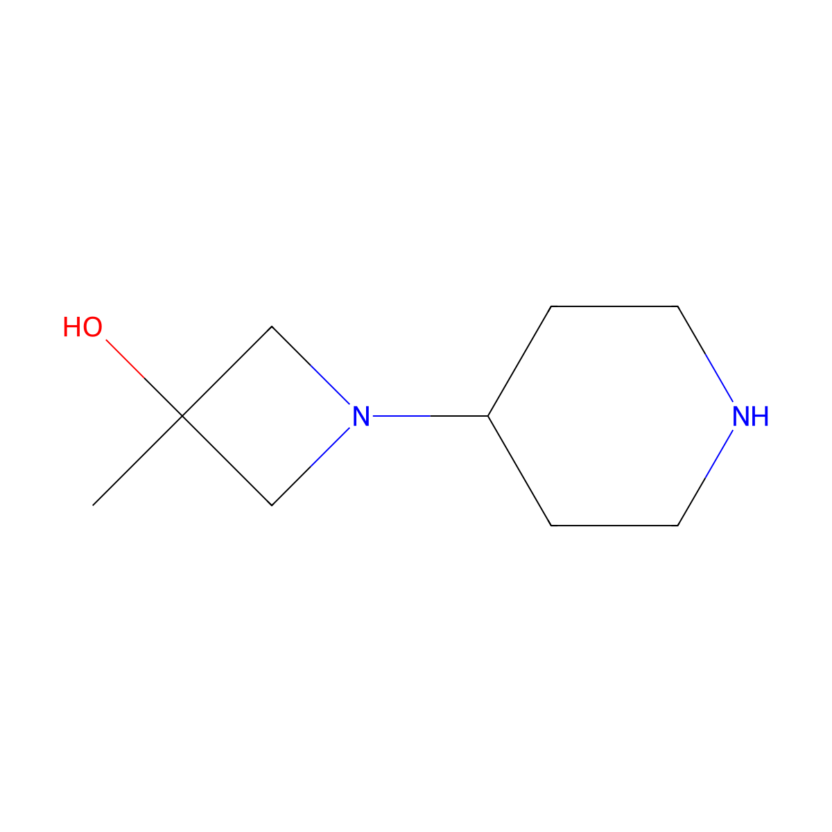 3-Methyl-1-(piperidin-4-yl)azetidin-3-ol molecular structure, CAS 1439816-95-1