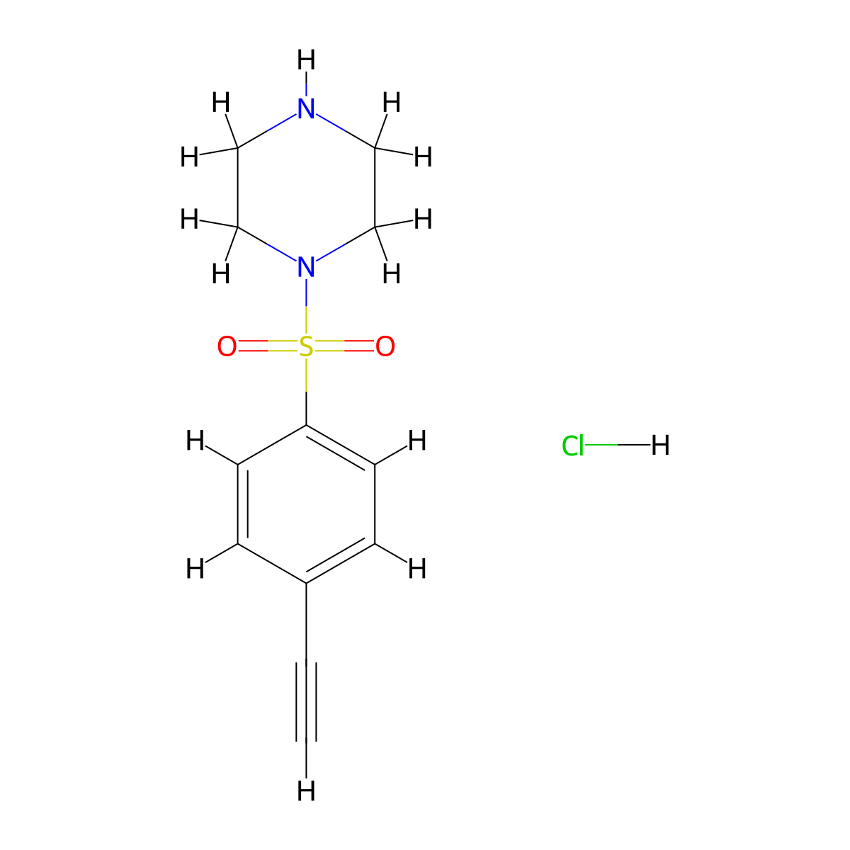 1-(4-Ethynylphenyl)sulfonylpiperazine hydrochloride molecular structure, CAS 1439818-89-9