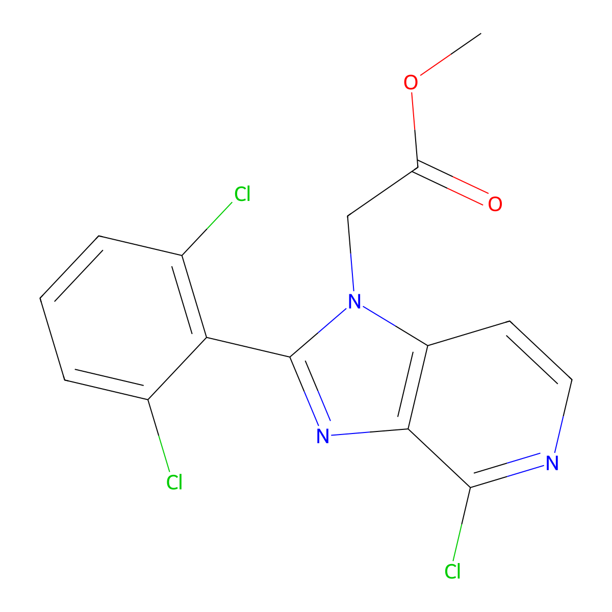 Methyl 2-(4-chloro-2-(2,6-dichlorophenyl)-1H-imidazo[4,5-c]pyridin-1-yl)acetate molecular structure, CAS 1439820-87-7