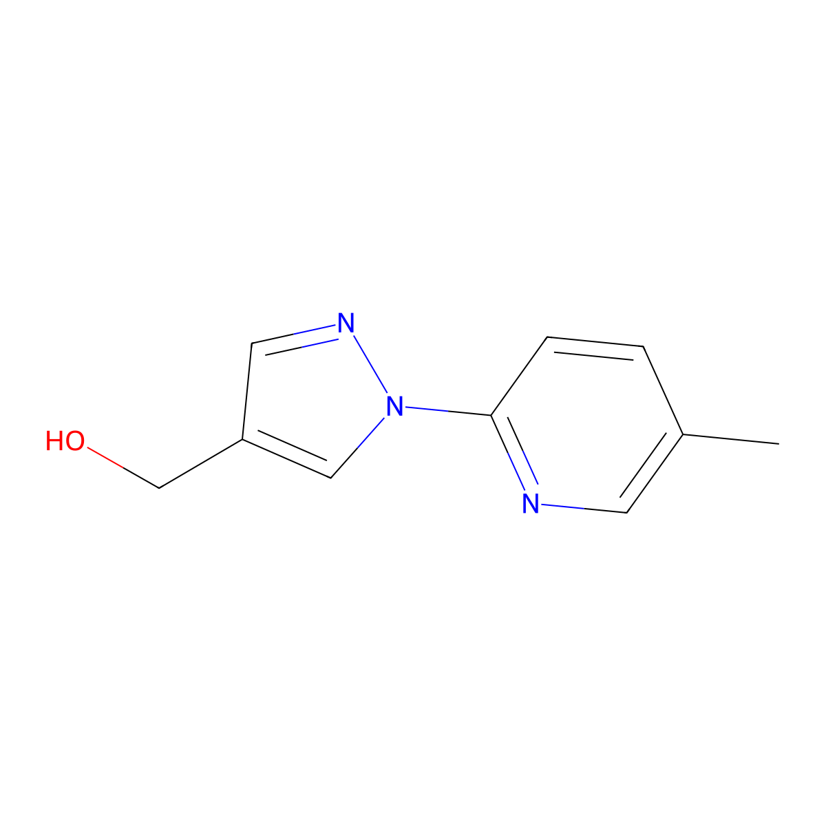 (1-(5-methylpyridin-2-yl)-1H-pyrazol-4-yl)methanol molecular structure, CAS 1439822-99-7