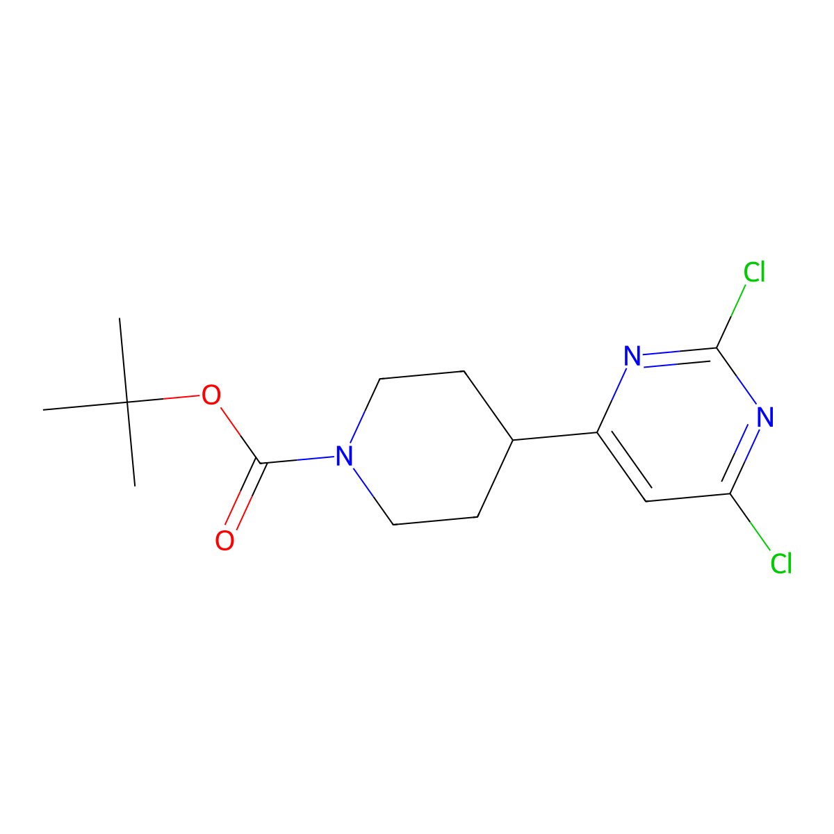 1,1-Dimethylethyl 4-(2,6-dichloro-4-pyrimidinyl)-1-piperidinecarboxylate molecular structure, CAS 1439823-01-4