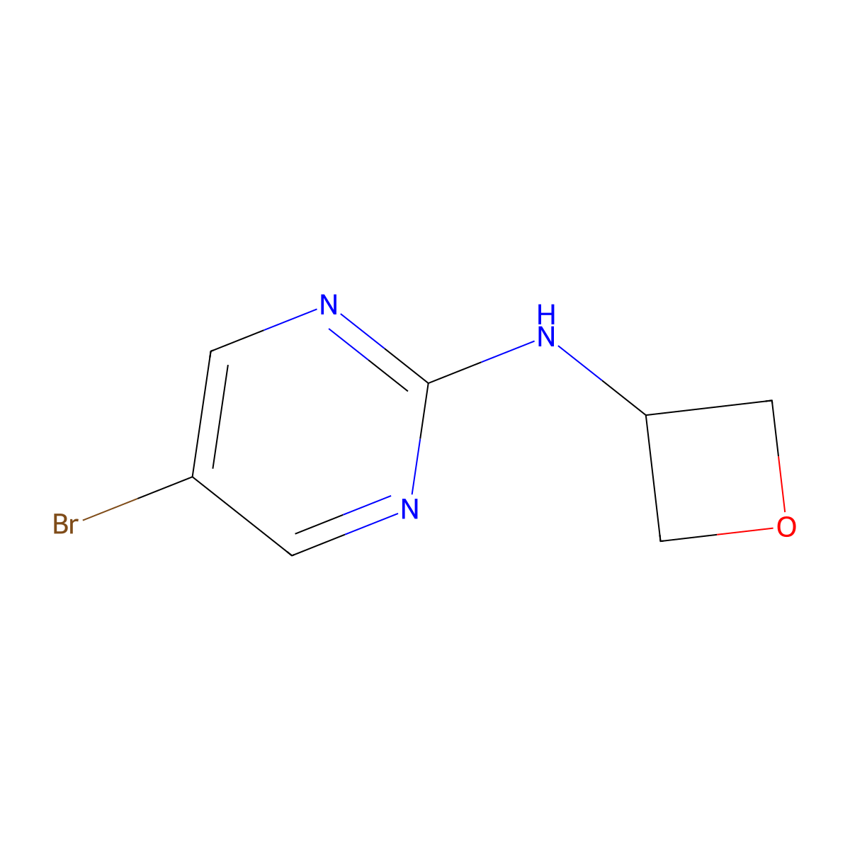 5-Bromo-N-(oxetan-3-yl)pyrimidin-2-amine molecular structure, CAS 1439823-02-5