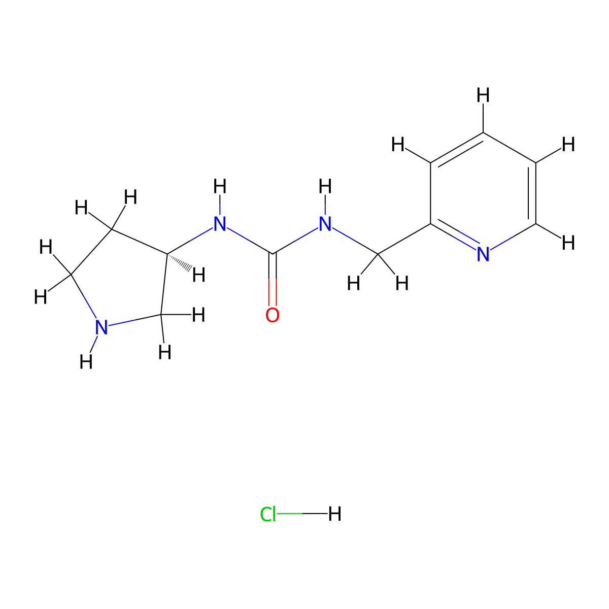 (R)-1-(Pyridin-2-ylmethyl)-3-(pyrrolidin-3-yl)urea hydrochloride molecular structure, CAS 1439894-53-7