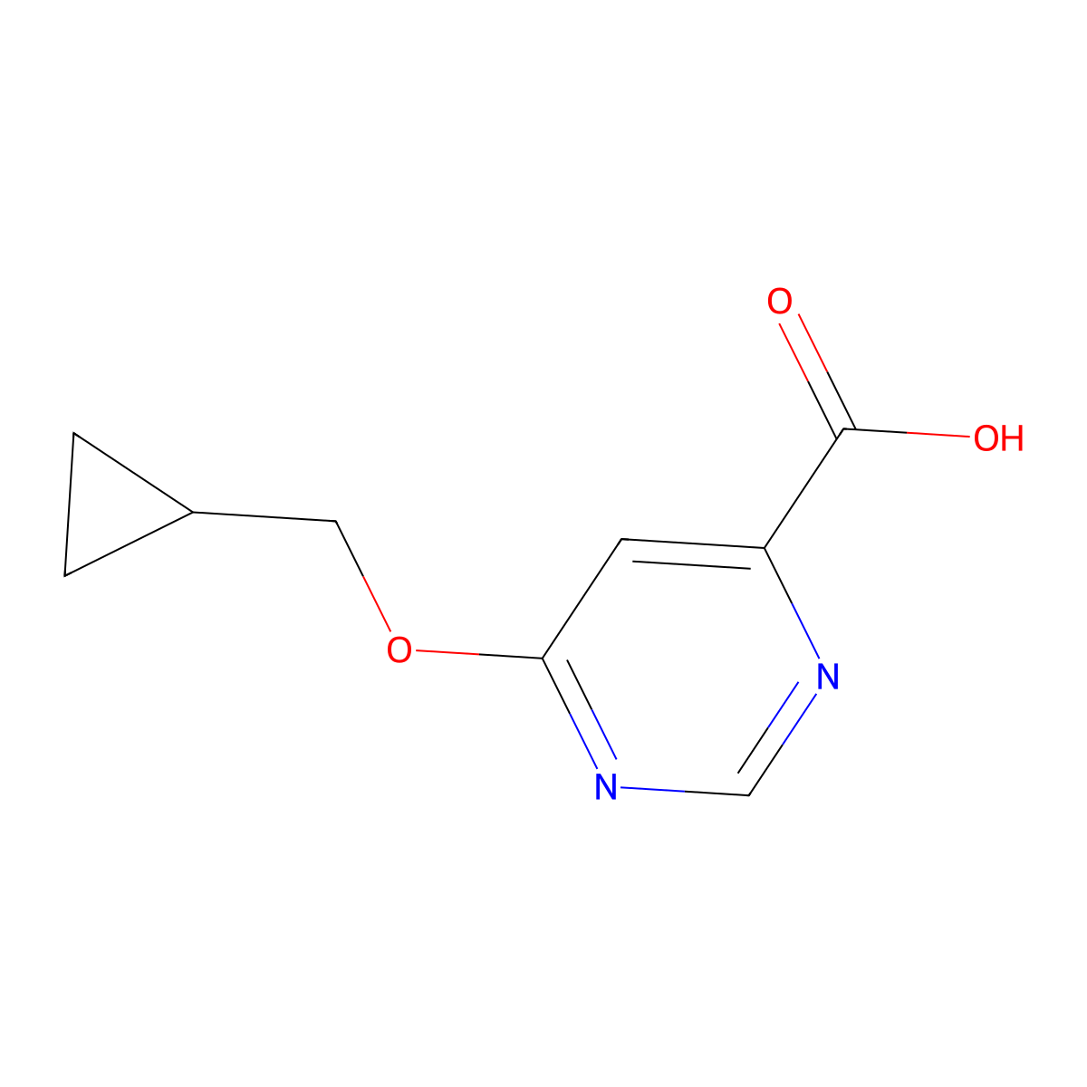 6-(Cyclopropylmethoxy)pyrimidine-4-carboxylic acid molecular structure, CAS 1439896-30-6