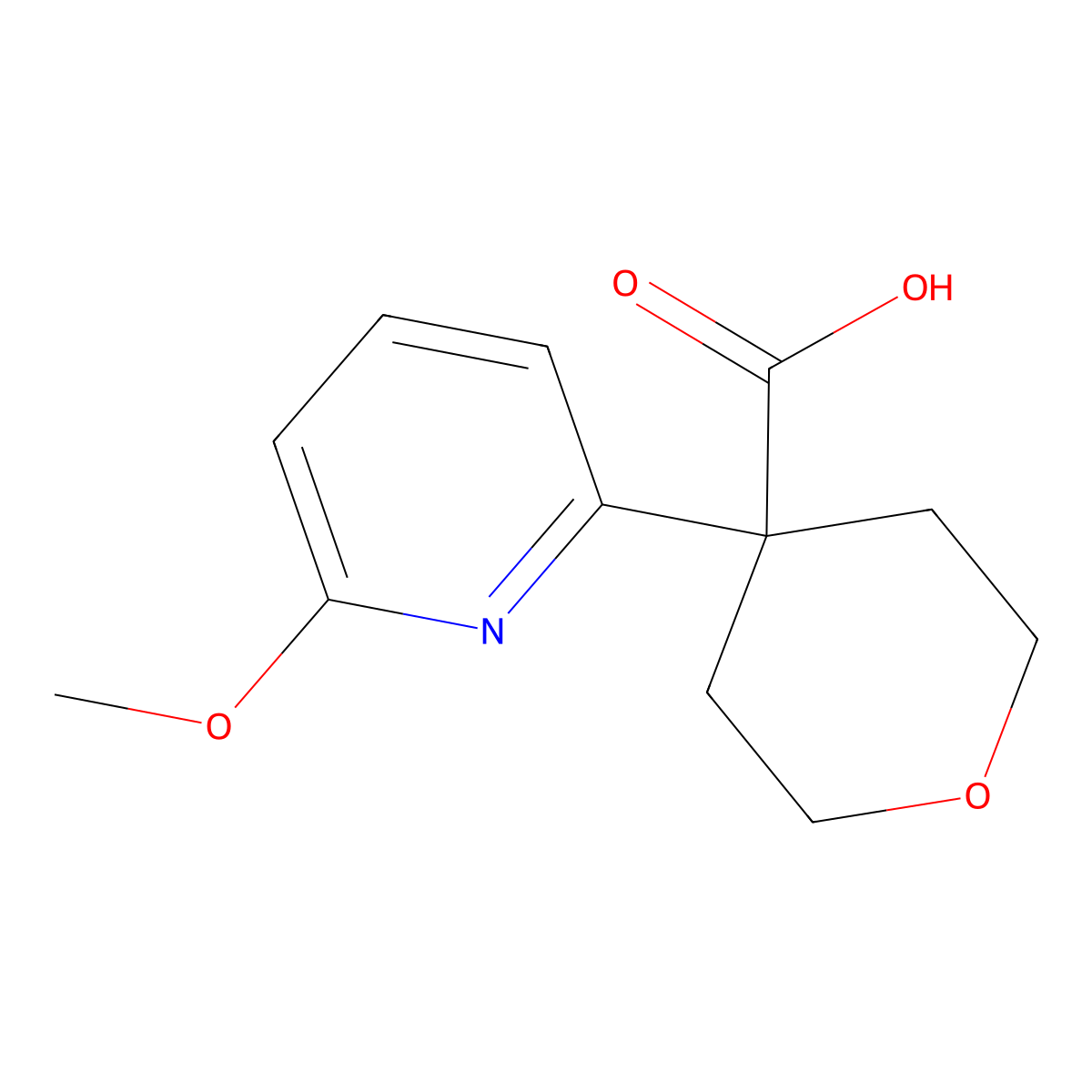 4-(6-Methoxypyridin-2-yl)oxane-4-carboxylic acid molecular structure, CAS 1439896-31-7