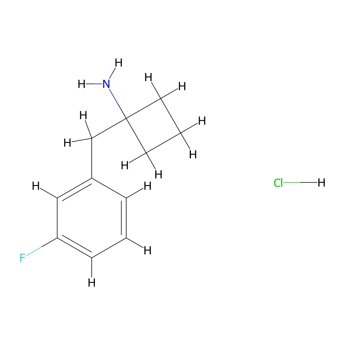 1-[(3-Fluorophenyl)methyl]cyclobutan-1-amine hydrochloride molecular structure, CAS 1439896-38-4