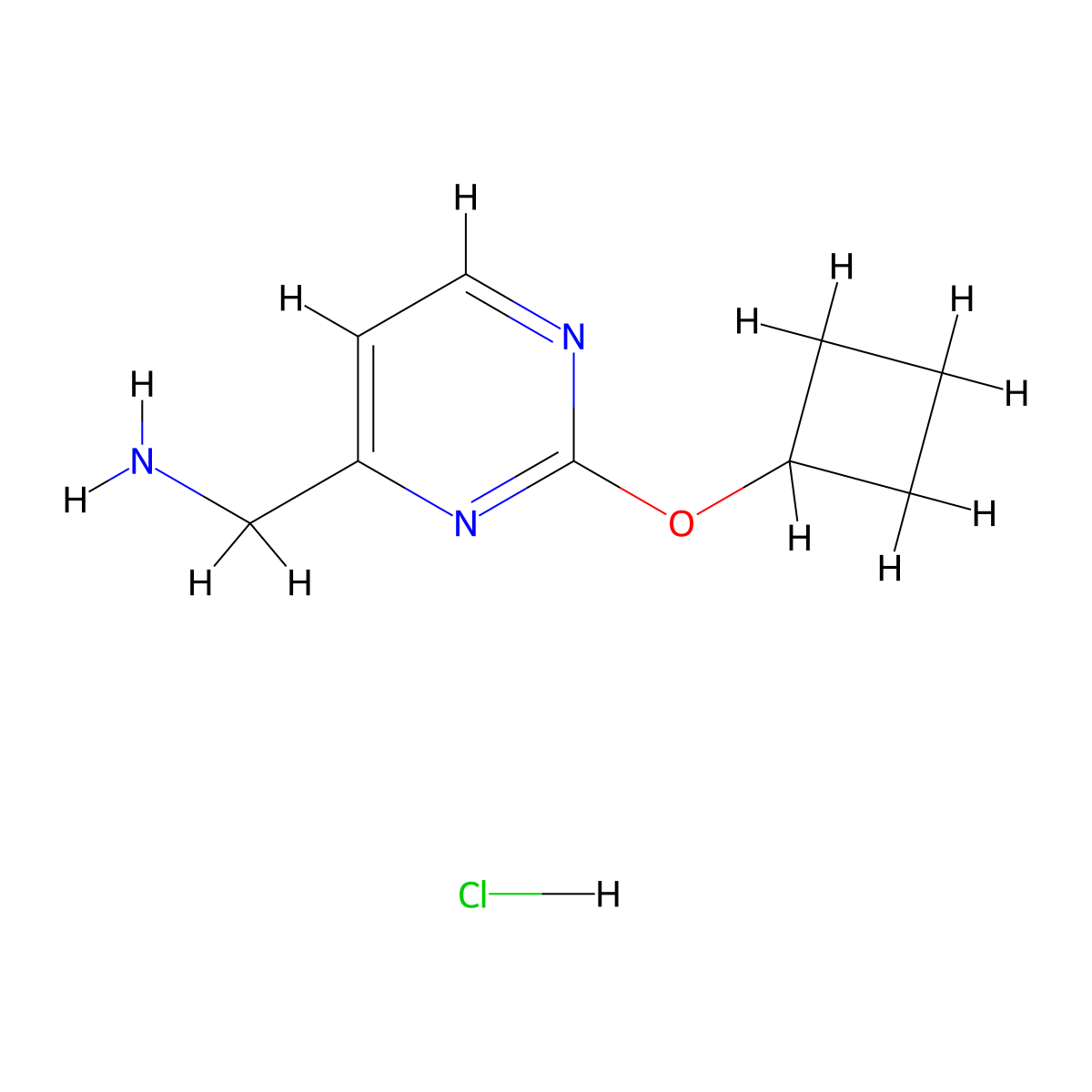 (2-Cyclobutoxypyrimidin-4-yl)methanamine hydrochloride molecular structure, CAS 1439896-44-2